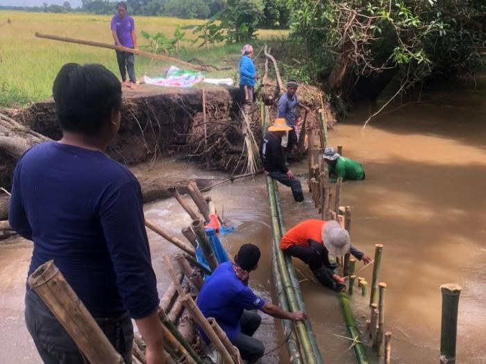 \"ไชยสอวุ่น\" คันกั้นน้ำขาด น้ำเชิญไหลทะลักท่วมนาข้าว ที่กำลังออกรวง 2 หมู่บ้านเดือดร้อนได้รับผลกระทบ 